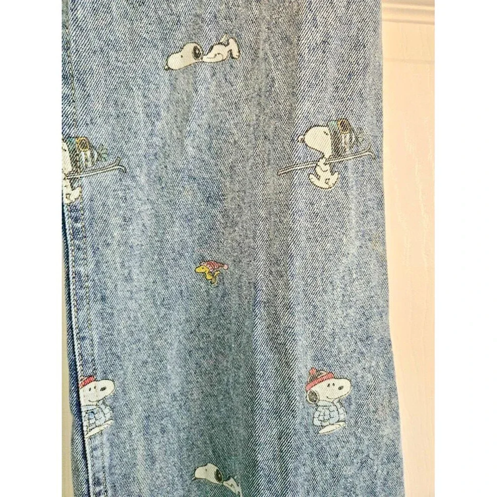 Justice Girls Peanuts Snoopy Wide Leg Acid Wash Jeans Light Blue Size 10